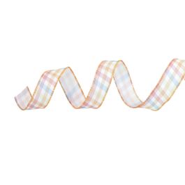 Fita Em Tecido Xadrez Laranja, Azul e Vermelho (Fitas Aramadas)