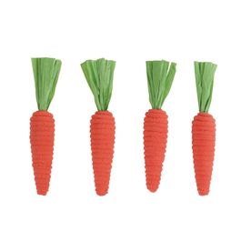 Cenoura Flocada em Espuma Laranja / Verde Jogo Com 4 Unidades 15,5cm x 2,5cm (Cenouras)