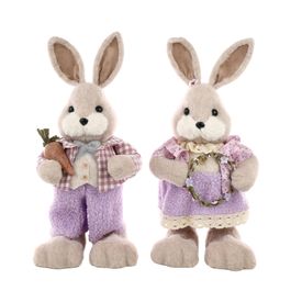 Casal Coelho Floral Xadrez Sortido Lilas e Bege 55Cm (Pizzelle)