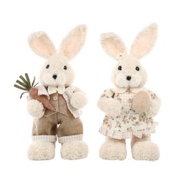 Casal Coelho Floral Xadrez Sortido Bege e Marrom 39Cm (Pizzelle)