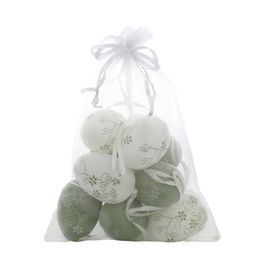 Enfeite De Pendurar Saco Ovos Galinha Sortido (M) Verde Jogo Com 9 Unidades (Mini Ovos)