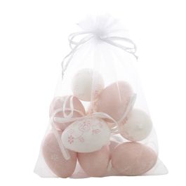 Enfeite De Pendurar Saco Ovos Galinha Sortido (M) Rosa Jogo Com 9 Unidades (Mini Ovos)