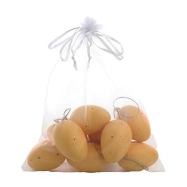 Enfeite De PendurarSaco Ovos Galinha (M) Laranja Jogo Com 9 Unidades (Mini Ovos)