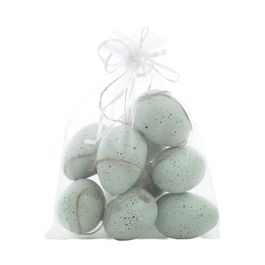 Enfeite De PendurarSaco Ovos Galinha (M) Verde Jogo Com 9 Unidades (Mini Ovos)