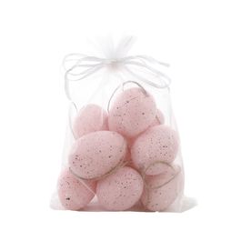 Enfeite De PendurarSaco Ovos Galinha (M) Rosa Jogo Com 9 Unidades (Mini Ovos)