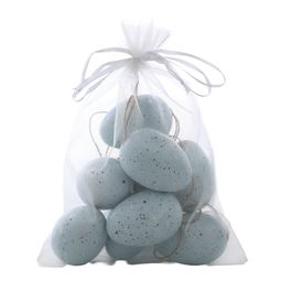 Enfeite De PendurarSaco Ovos Galinha (M) Azul Jogo Com 9 Unidades (Mini Ovos)