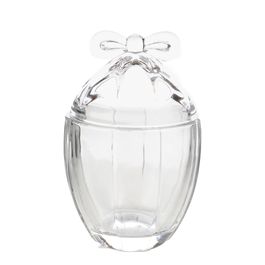 Bomboniere Ovo com Tampa Laço Em Vidro Incolor (Potes De Vidro)