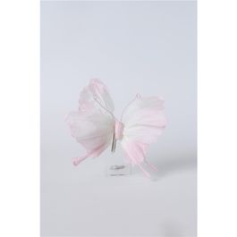 Borboleta em Papel com Presilha Rosa / Branco (Fleur)