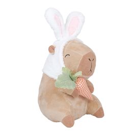 Capivara De Pelúcia com Orelha de Coelho Em Tecido Branco / Marrom (Capivaras)