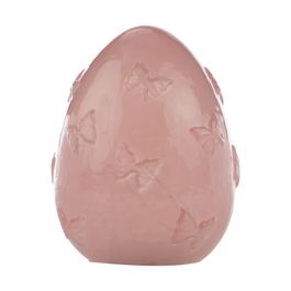 Luminaria Ovo Relevo Borboletas com 18 LEDs Em Vidro Rosa (Iluminados)