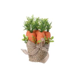 Vaso Decorativo c/ Cenouras - Marrom / Verde / Laranja em Plástico, Isopor e Papel (Cenouras)