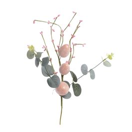 Galho Dec C/Ovos E Folhas Glitter Vrd/Ros 44Cm (Fondant)