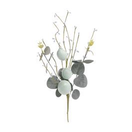 Galho Dec C/Ovos E Folhas Glitter Vrd/Azl 44Cm (Fondant)