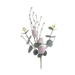 Galho Dec C/Ovos E Folhas Glitter Vrd/Lil 44Cm (Fondant)