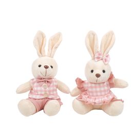 Coelho Pelúcia Sortido Xadrez Bege/Rosa 22Cm (Plush)