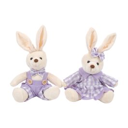 Coelho Pelúcia Blusa de Manga Sortido Xadrez Bege/Lilás 22Cm (Plush)