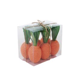 Cenoura em Papel e Fibra Natural Laranja / Verde Jogo Com 6 Unidades 13cm x 4cm (Cenouras)