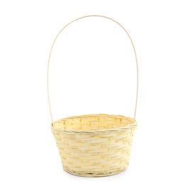 Cesta Oval Com Alça Trama em Bambu Amarelo (Cestaria)