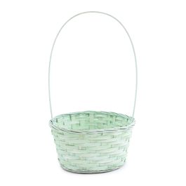 Cesta Oval Com Alça Trama em Bambu Verde (Cestaria)