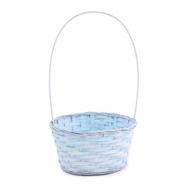 Cesta Oval Com Alça Trama em Bambu Azul (Cestaria)