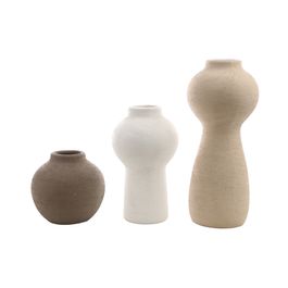 Vaso Cerâmica Marrom, Off White e Natural