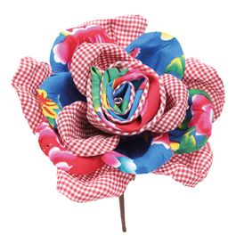 Flor de Tecido Chita e Xadrez Vermelho