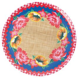 Prato Melamina Redondo Juta Floral