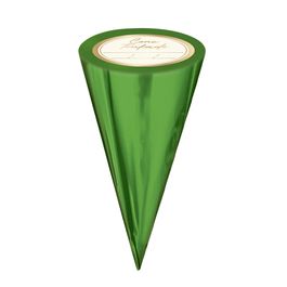 Kit Cone Festa Metalizado Com Etiqueta Liso Verde