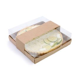 Caixas Para Tortas Com Tampa De Acetato Kraft Pardo