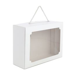 Cesta Na Caixa Com Visor E Alça Lisa Branca