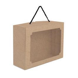 Cesta Na Caixa Com Visor E Alça Lisa Kraft Pardo