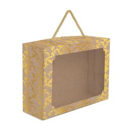 Caixa Para Kit Com Visor E Alça  Arabesque Ouro e Pardo