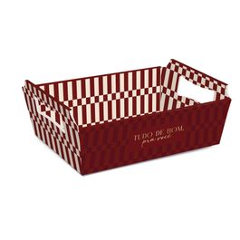 Cesta De Cartão Com Relevo Borgonha