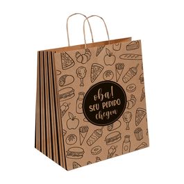 Sacola De Papel Oba Seu Pedido Chegou Pardo / Preto