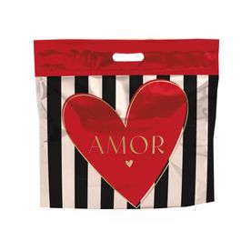 Sacola Laminada Metalizada Com Ziper  Amor I Love You