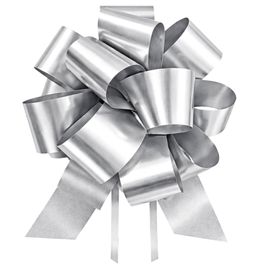 Laço Pronto Flor Prata Metálico