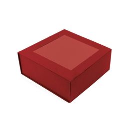 Caixa Rígida Dobrável Quadrada Com Imã E Visor Vermelho