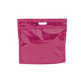 Sacola Laminada Metalizada Com Zíper Liso Vermelho Cereja