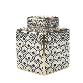 Potiche Porcelana Grafite/Dourado