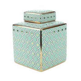 Potiche Porcelana Verde/Dourado