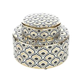 Potiche Porcelana Grafite/Dourado