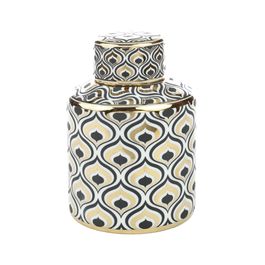 Potiche Porcelana Grafite/Dourado