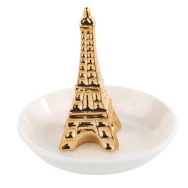 Porta Jóias Torre Eiffel em Porcelana Dourado