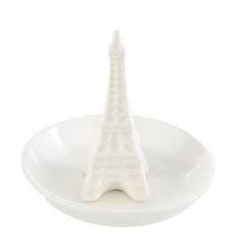 Porta Jóias Torre Eiffel em Porcelana Branco