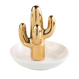Porta Jóias Cacto em Porcelana Dourado
