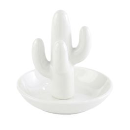 Porta Jóias Cacto em Porcelana Branco