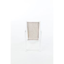 Decorativo Cadeira Praia em Madeira, Tecido Natural  Branco