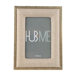 Porta Retrato Borda Ac Tec 24% Mdf 15%Vidro 55%Ps 5%Tecido 1%Papel Bege