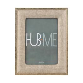 Porta Retrato Borda Ac Tec 24% Mdf 15%Vidro 55%Ps 5%Tecido 1%Papel Bege