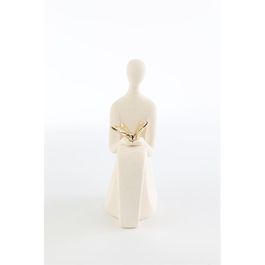 Dec Escultura com Borboleta Cerâmica Off White e Dourado